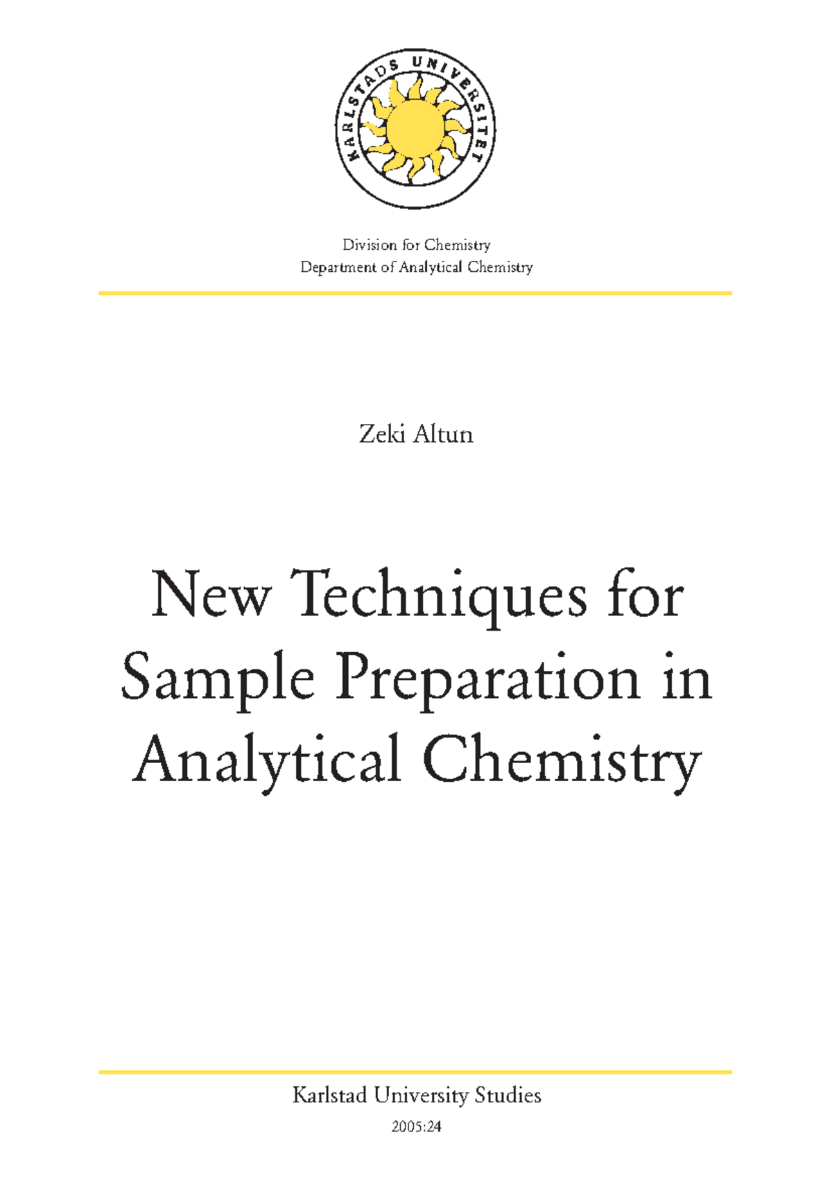 New Techniques for Sample Prep in Analytical Chem (CHEM 05) - Studocu