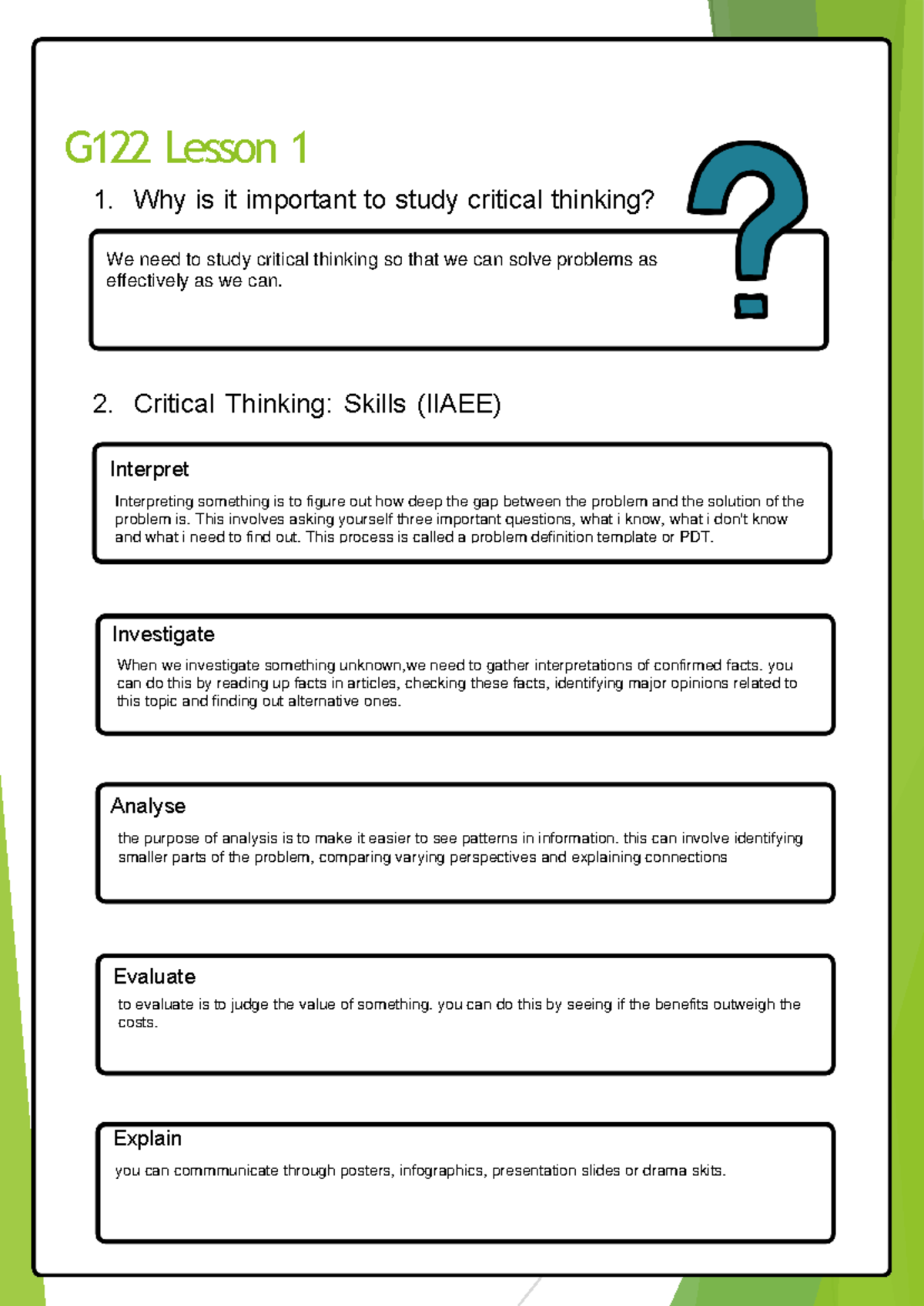 3 AY2024 Sem 2 G122 L01 Scorm Notes - G122 - G122 Lesson 1 1. Why is it ...