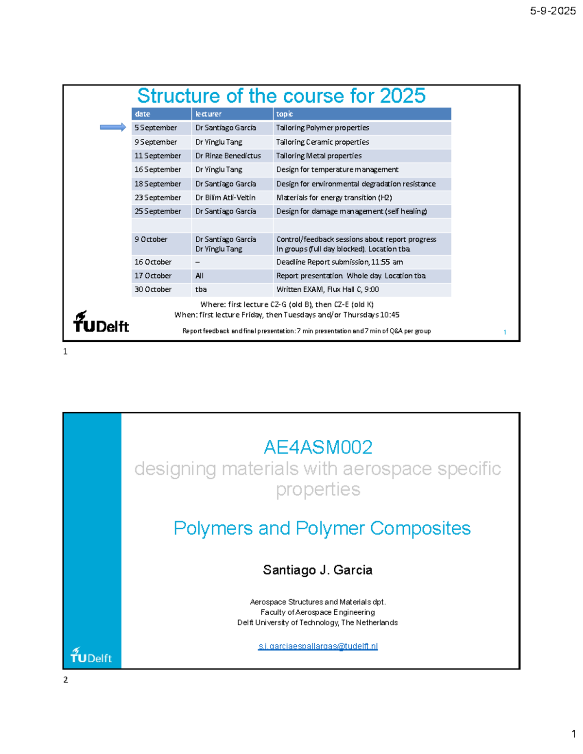 AE4ASM002 Polymers Lecture: Course Structure & Key Topics for 2025 ...
