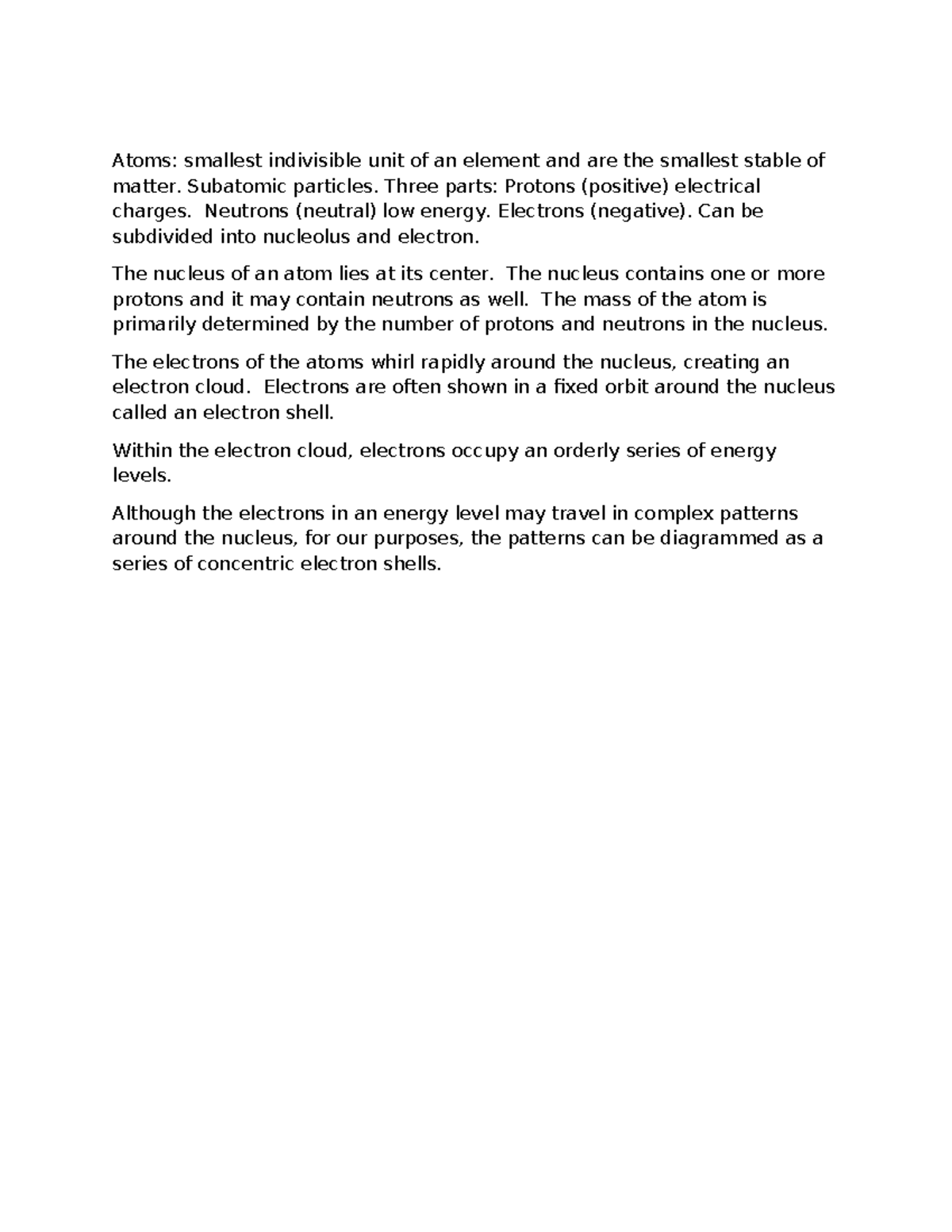 Chapter 3 - Atom Notes: Structure and Subatomic Particles - Studocu