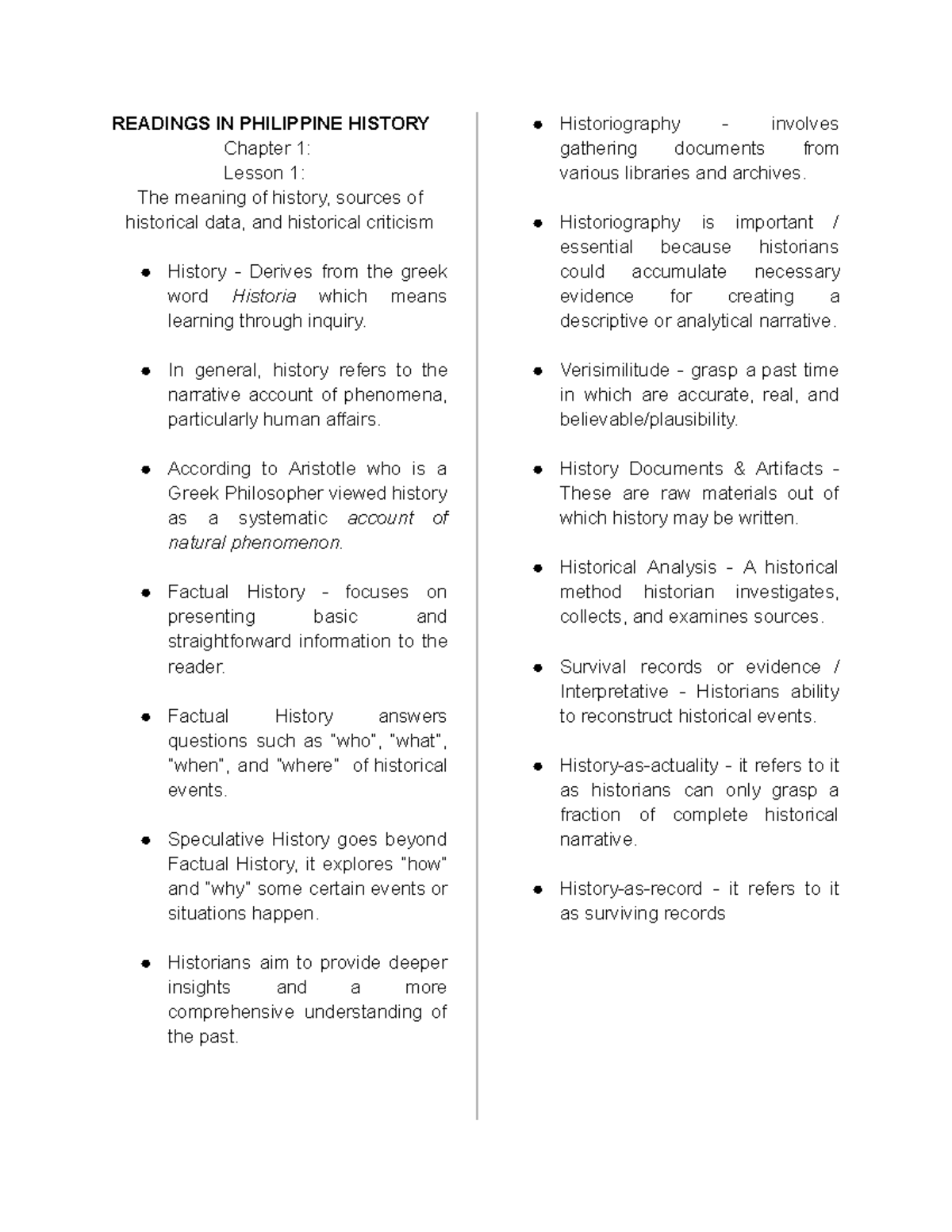 RPH 101: Chapter 1 - Understanding History and Historiography - Studocu