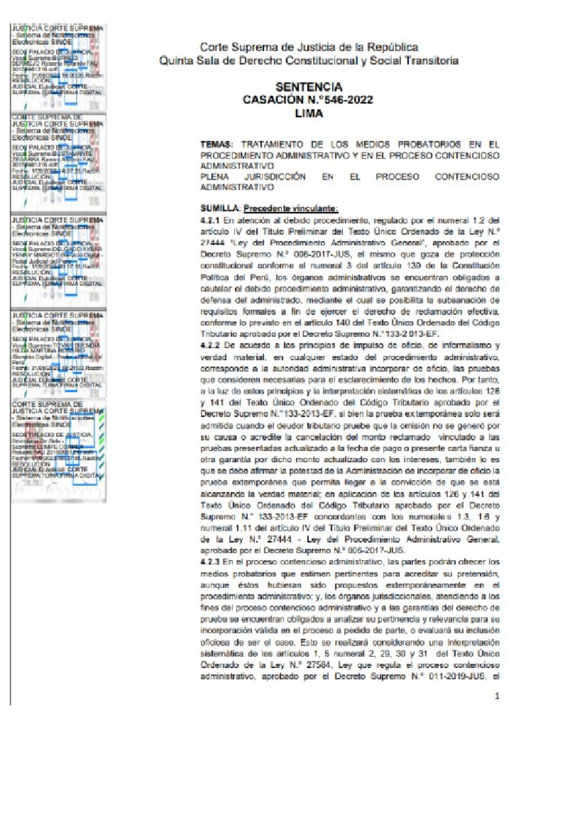 Casación N.° 546-2022 - hfdg - Legislación Tributaria - Studocu