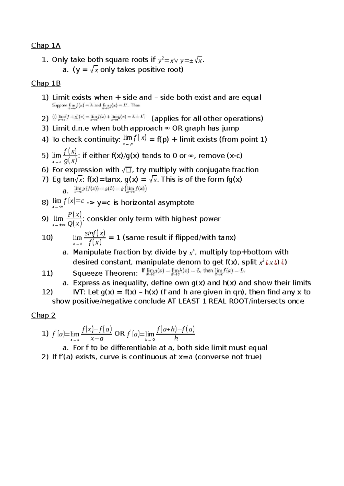 MA1312 Final Exam Cheatsheet: Key Concepts and Formulas - Studocu