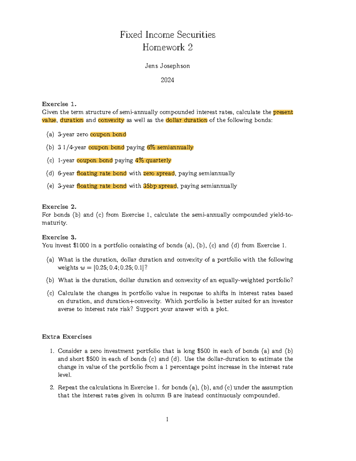 Homework 2 - Fixed Income Securities Analysis for 2024 - Studocu