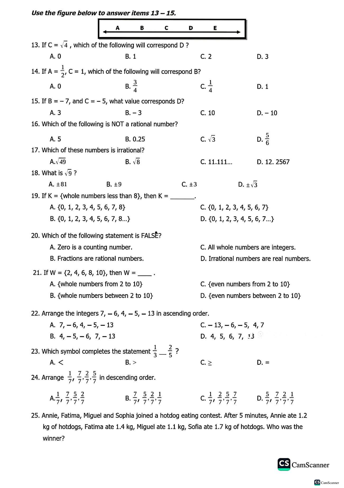 Math Reviewer for CS 250826: First Periodic Test in Mathematics 7 - Studocu