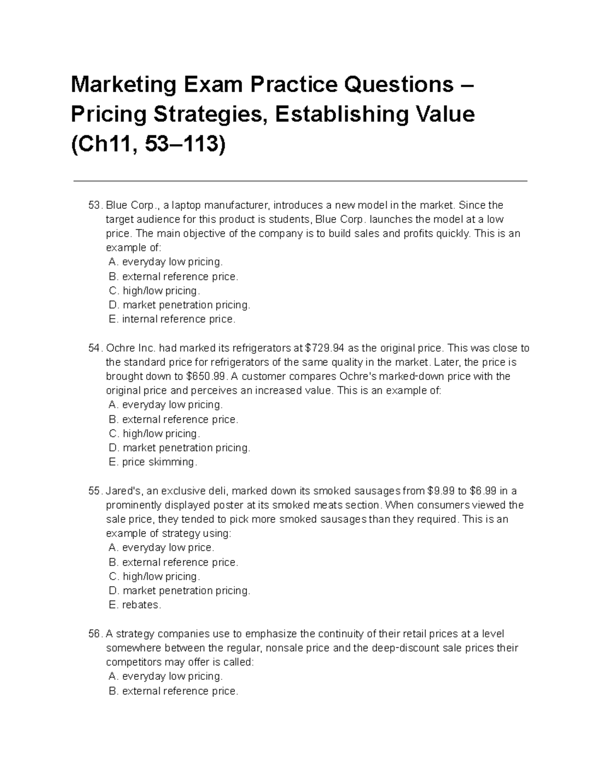 Chapter 11 Part 2 - Marketing Exam Practice Questions and Answers - Studocu