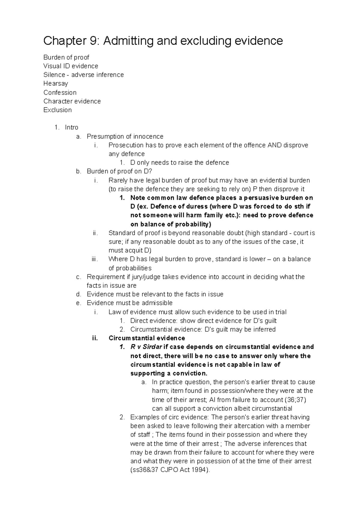 SQE Criminal Practice - Chapter 9: Admitting and excluding evidence ...