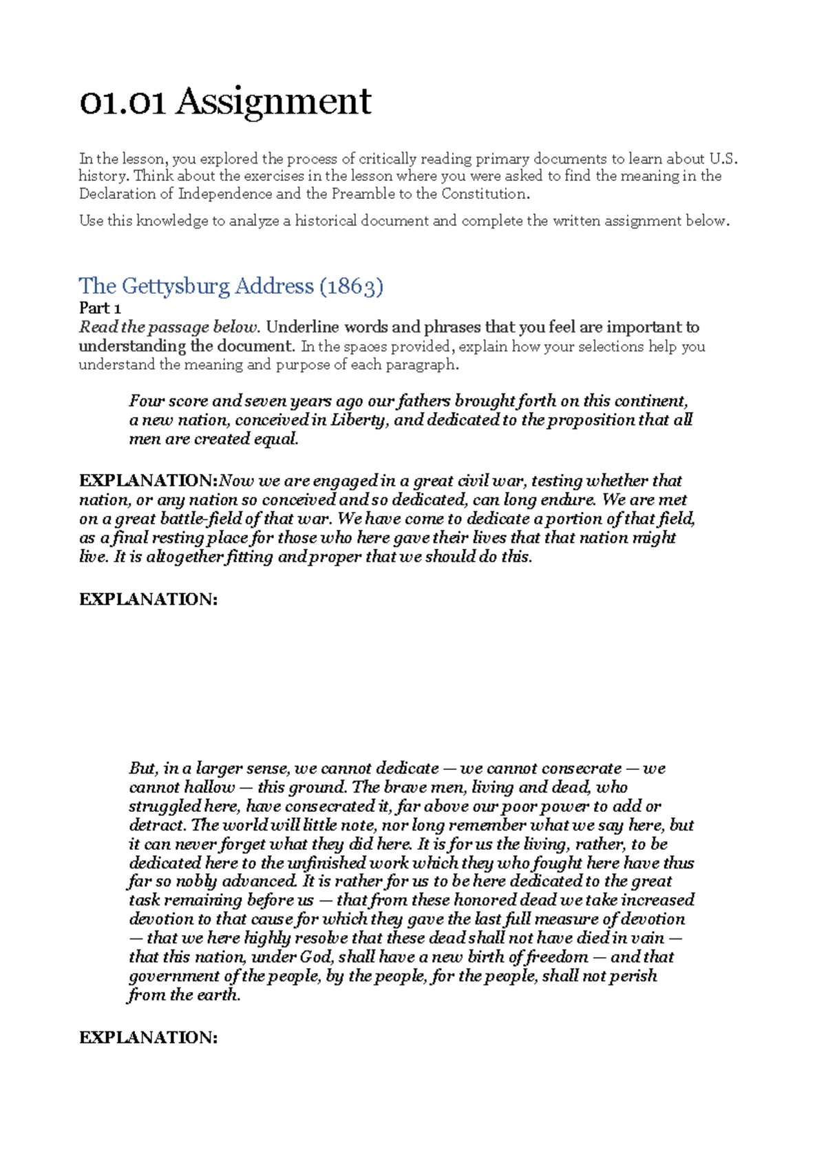 0101 assignment template copy - 01 Assignment In the lesson, you ...