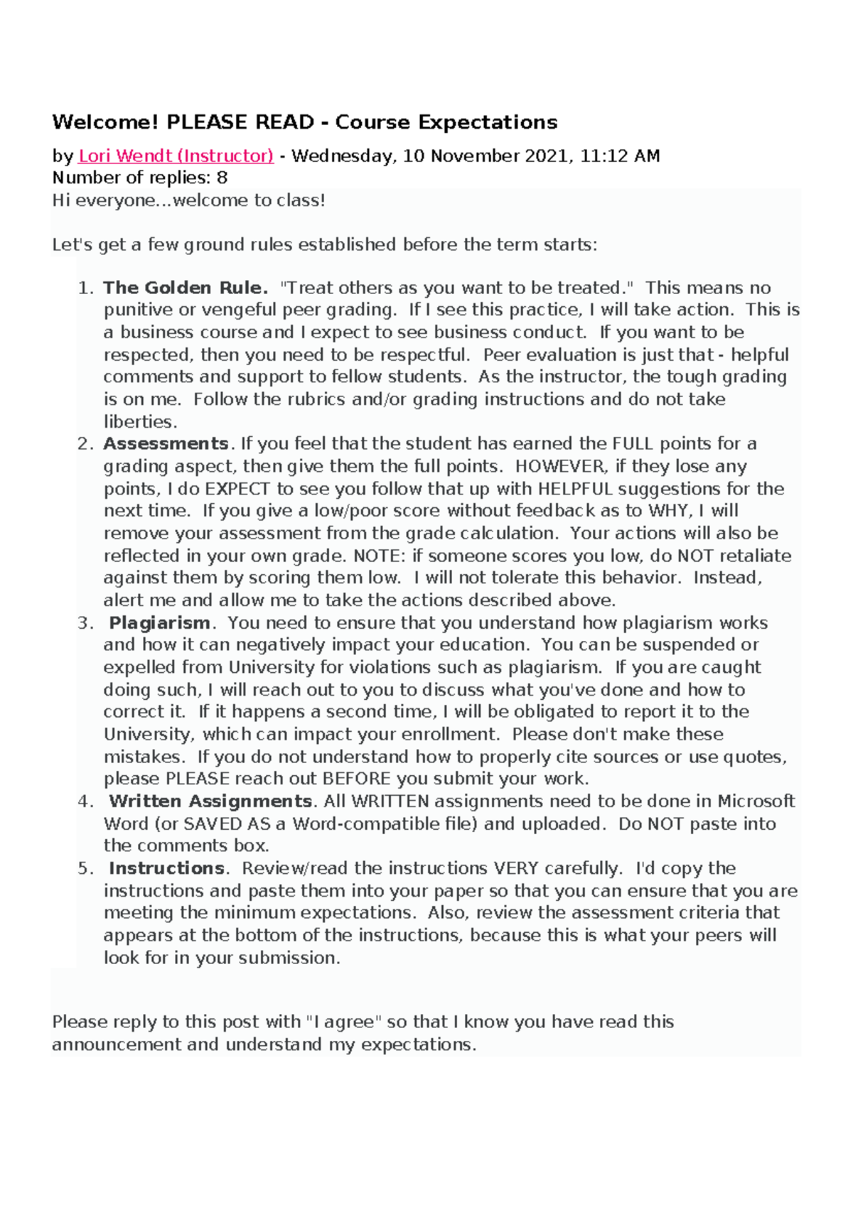 BUS 1101 Intro - Welcome - Welcome! PLEASE READ - Course Expectations ...
