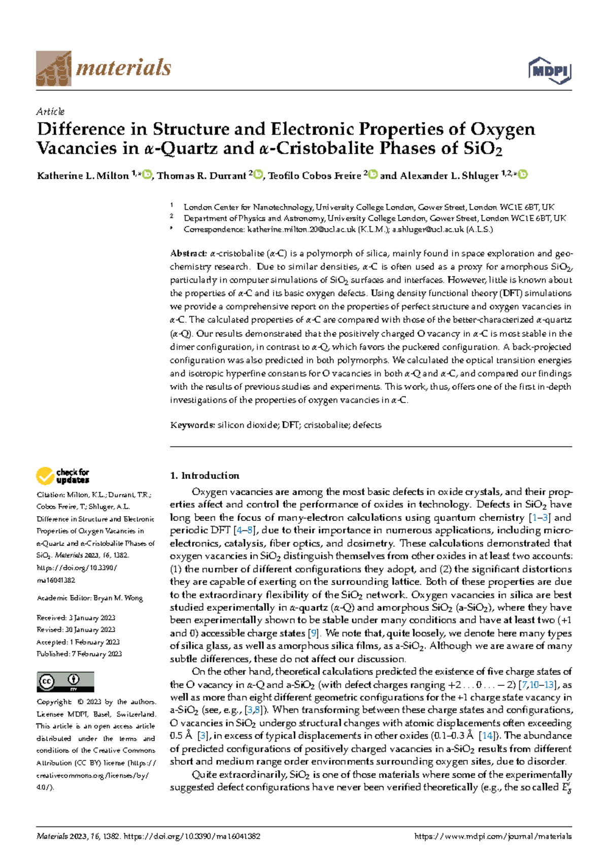 Difference in Structure and Electronic Properties of O Vacancies in ...