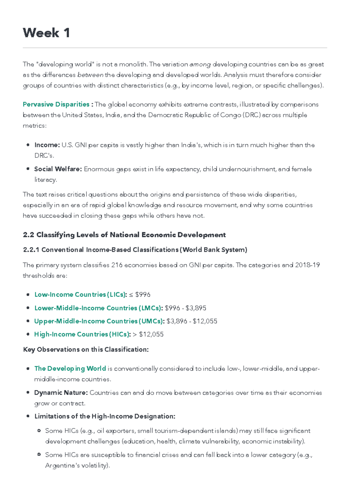 Week 1 - Understanding Economic Disparities in Developing Nations ...