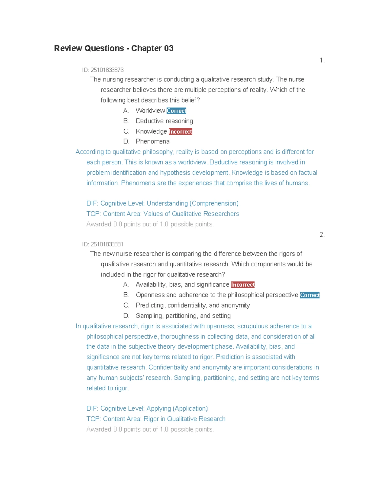 Review Questions for Outcomes Research - Chapter 14 - Studocu