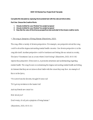 MDR-HUM 102 Module FOUR Project Draft - HUM 102 Module Four 4-2 Project ...