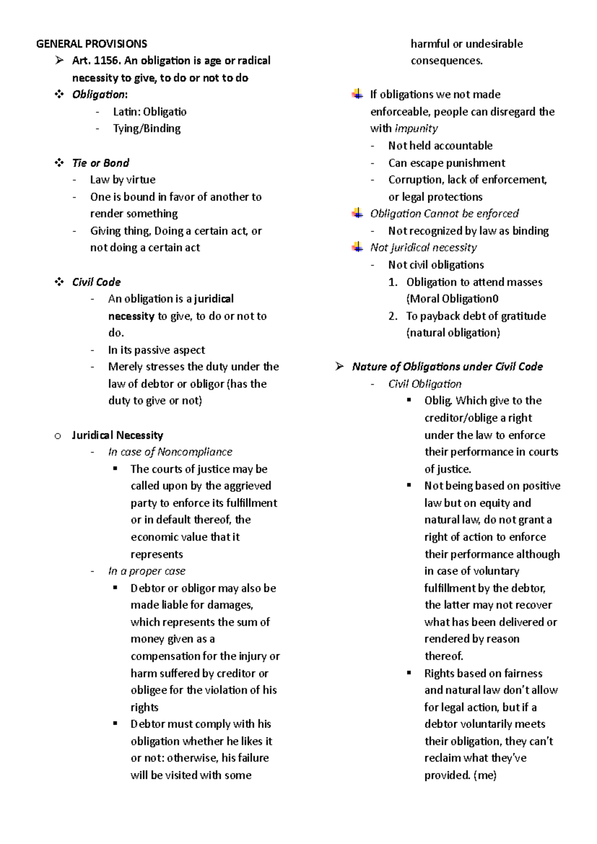 Obligations under Civil Code: Arts. 1156-1179 Overview and Analysis ...