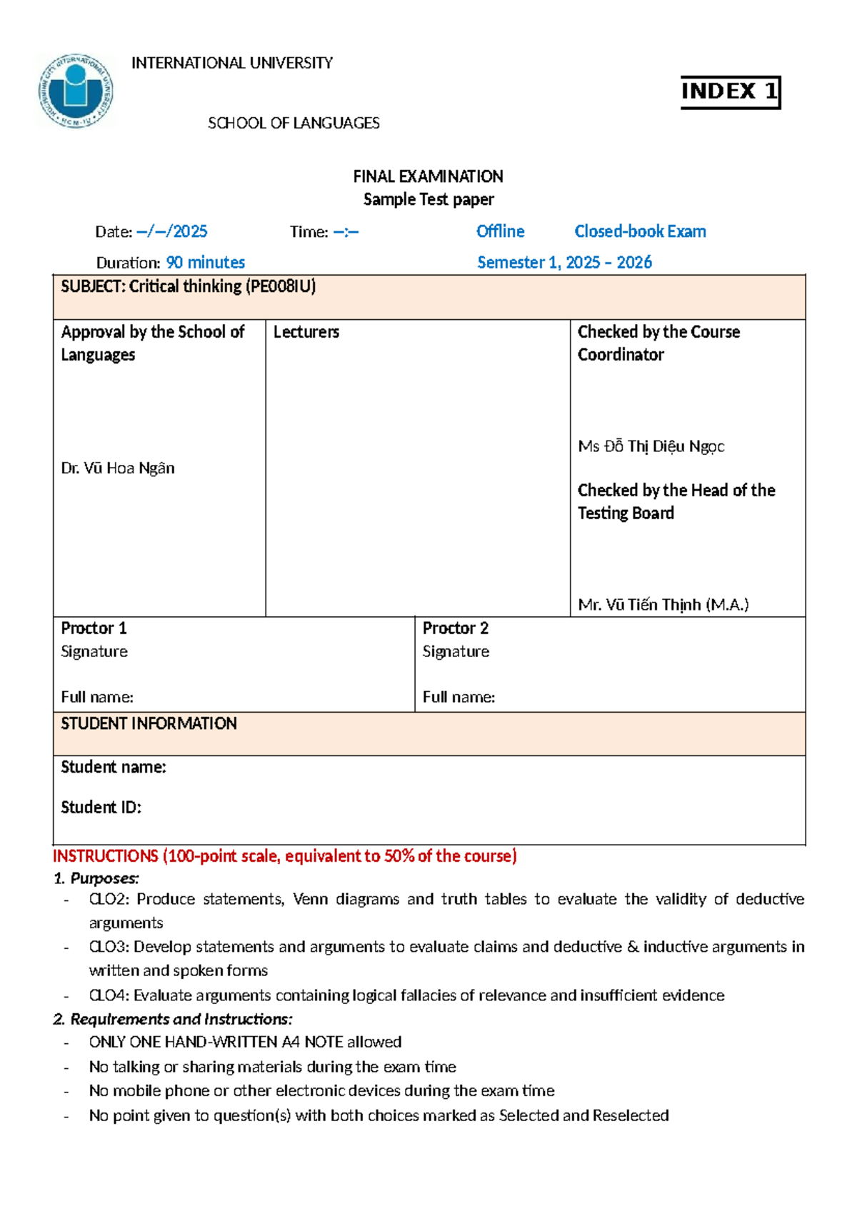 CT008IU Critical Thinking Final Exam Sample Test - May 2026 - Studocu