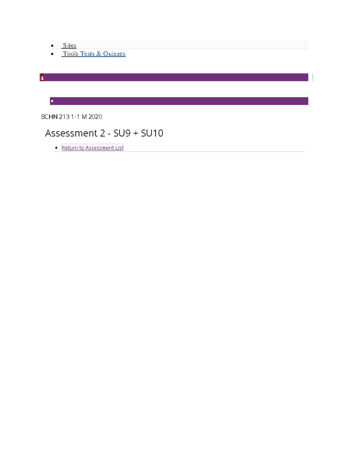 Bchn Tests 2020 - • Sites • Tools Tests & Quizzes 4 • BCHN 213 1-1 M ...