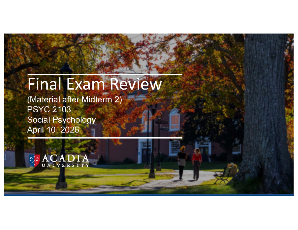 Final Exam Review: Aggression & Social Behavior PSYC 2103 - Studocu