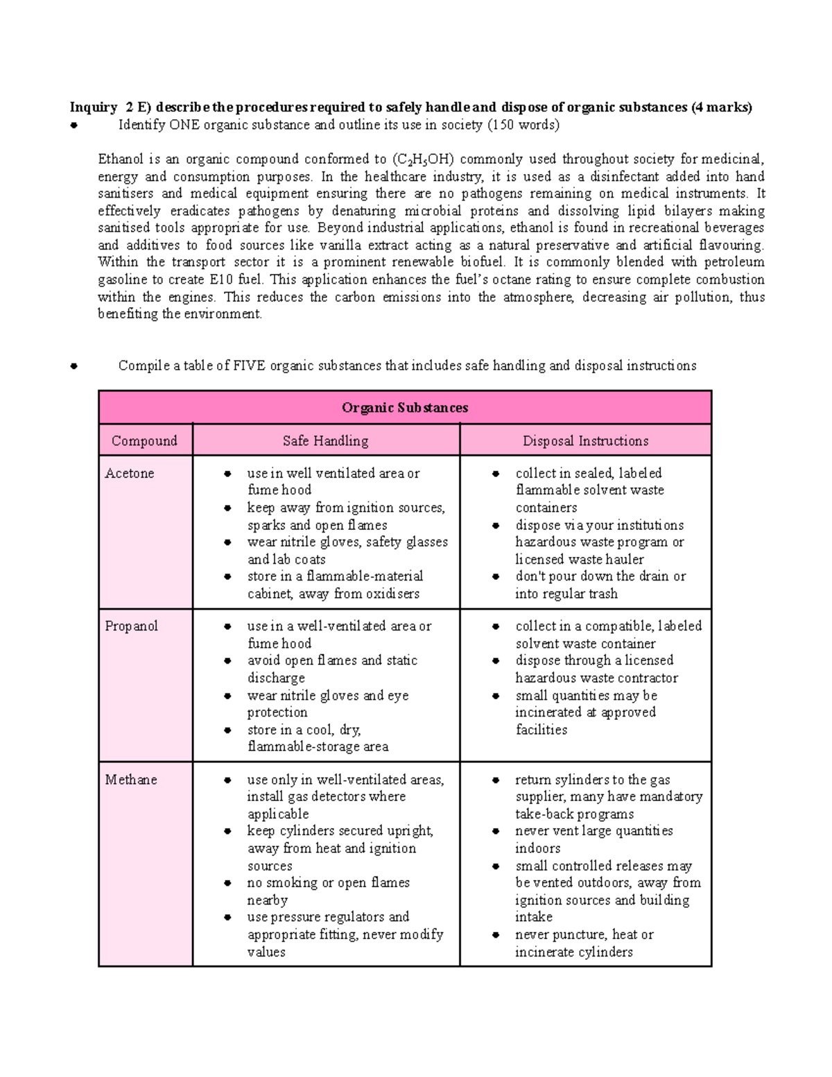 Module 7: Chemistry Task 3 - Inquiry on Organic Substances and Fuels ...