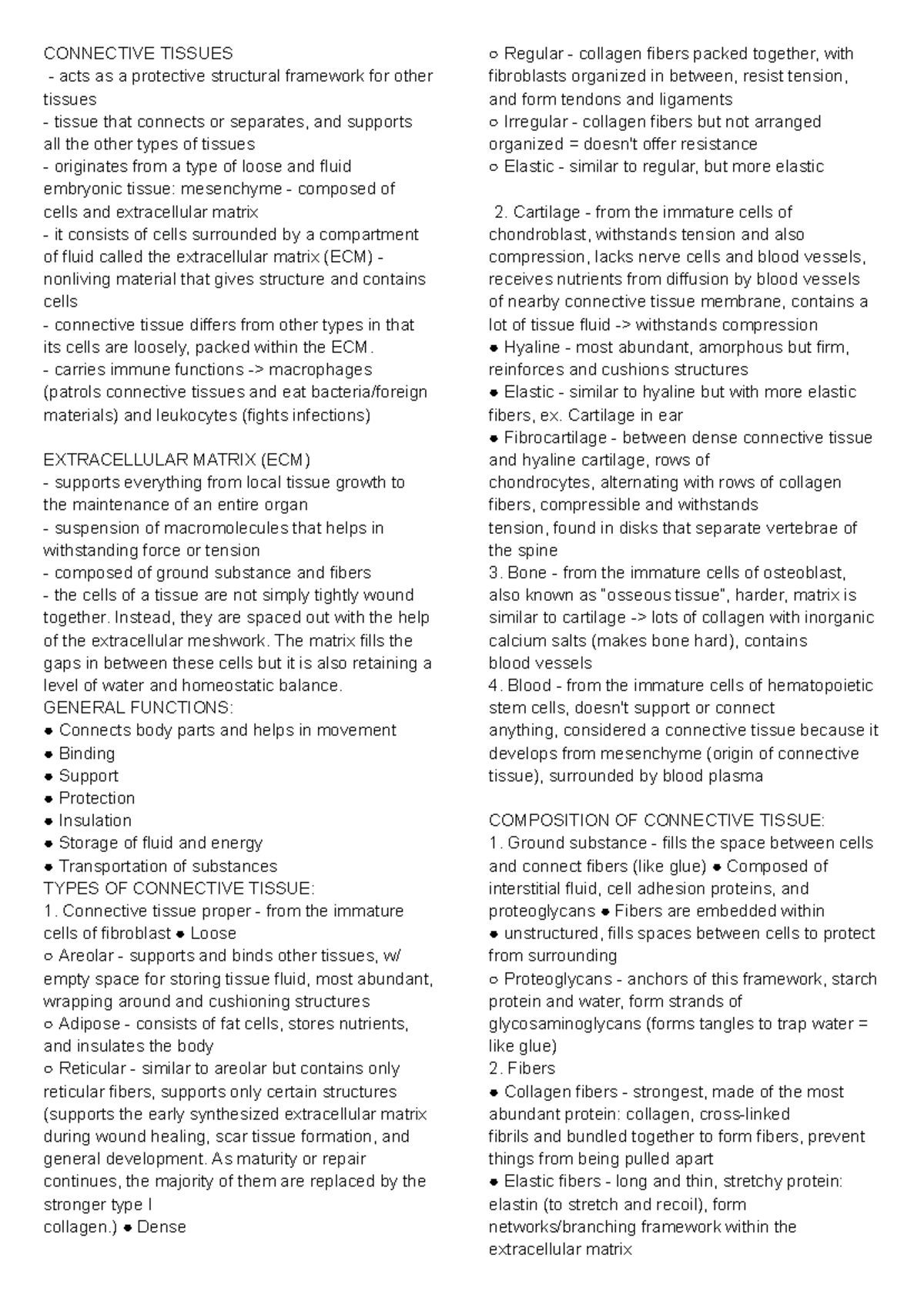 CONNECTIVE TISSUES: Structure, Functions, and Types - BIO 101 Notes ...