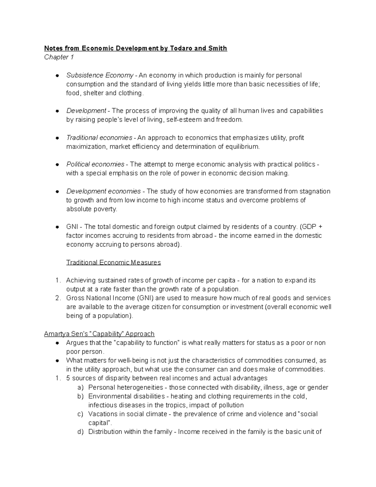 ECON 101: Notes on Growth & Development and Key Economic Concepts - Studocu