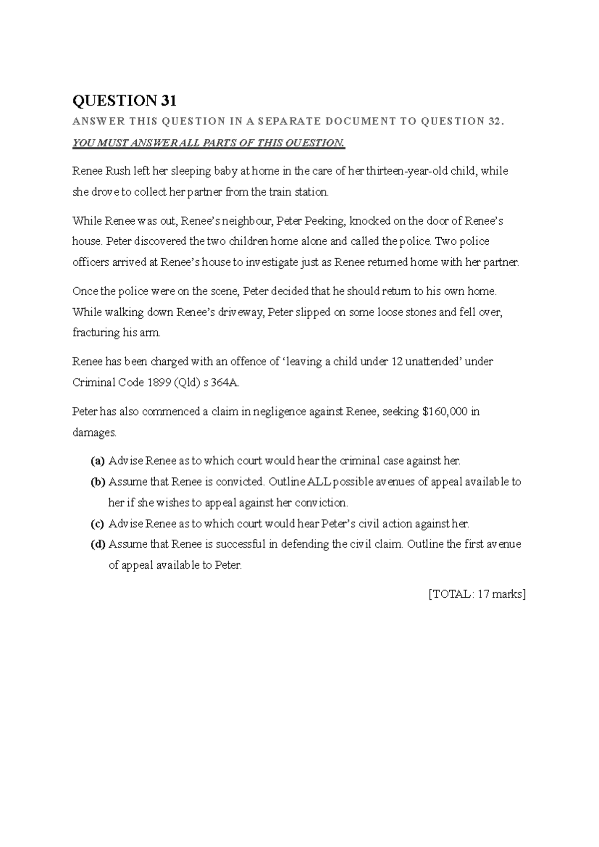 LLB101 - Q31 - Question 31 - QUESTION 31 ANSWER THIS QUESTION IN A ...