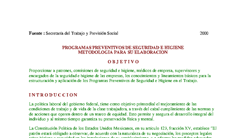 Programas Preventivos de Seguridad e Higiene - Metodología SH-2023 ...
