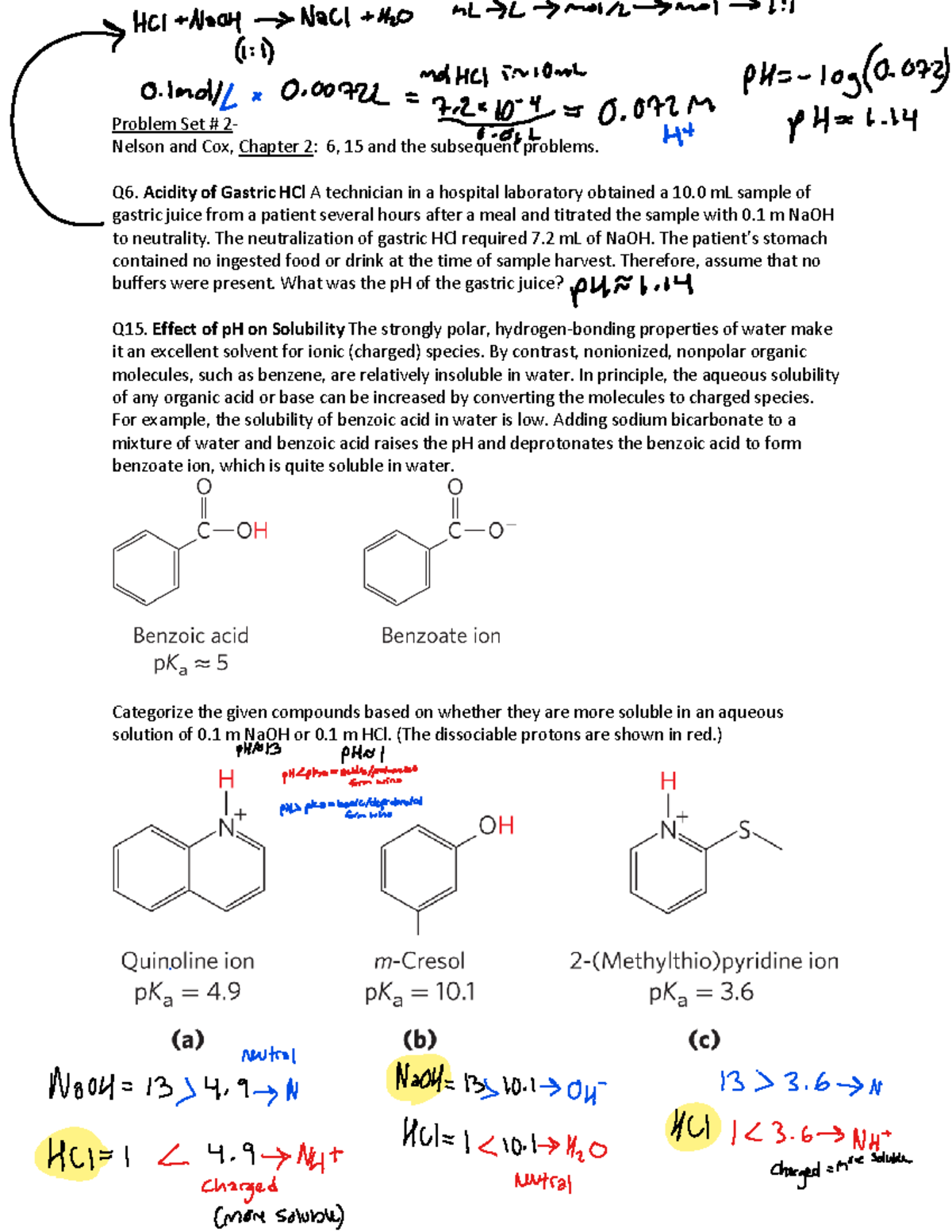 Biochem Hmk 2: Problem Set 2 - Nelson & Cox, Ch. 2 Solutions - Studocu