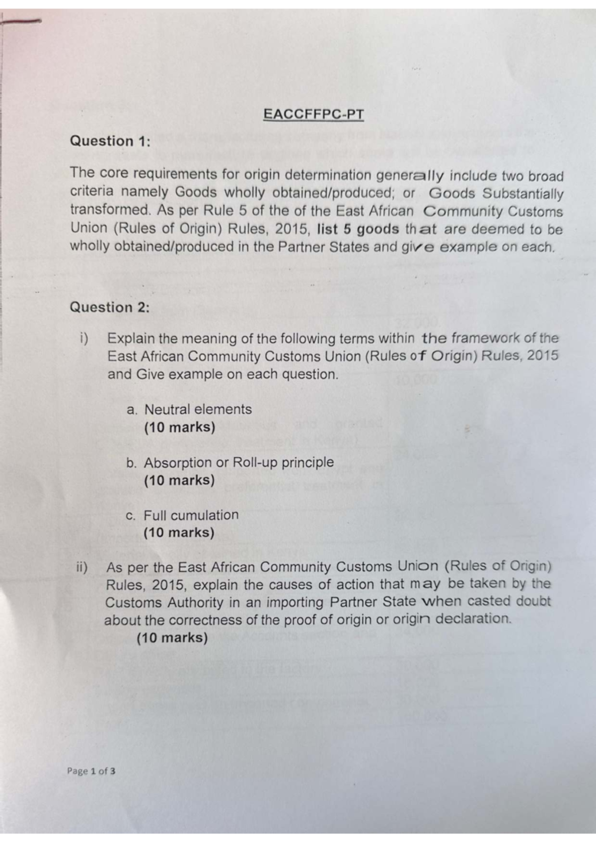 EAC Customs Union Rules of Origin: Key Questions & Examples - Studocu