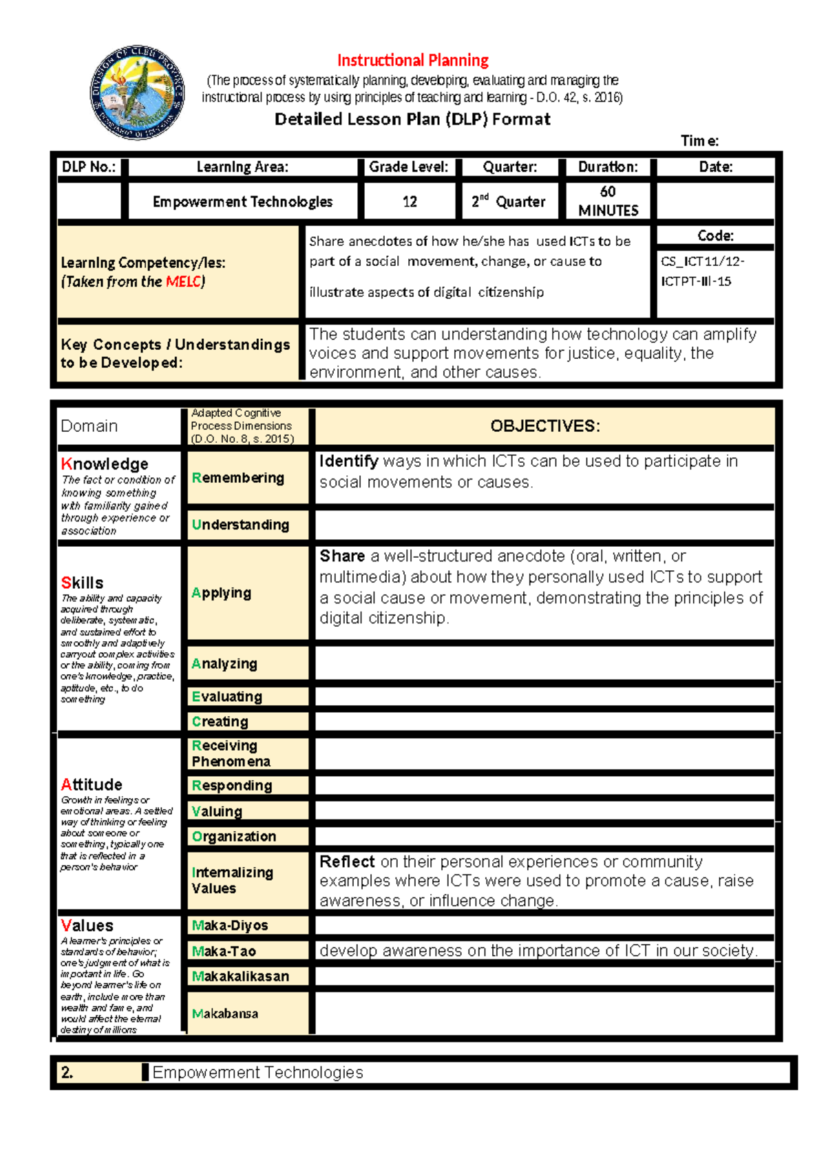 DLP ET 12 - Detailed Lesson Plan on ICT and Social Movements - Studocu