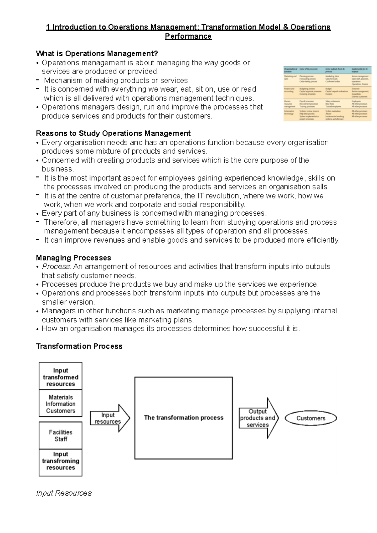 1 Introduction To Operations Management Transformation Model