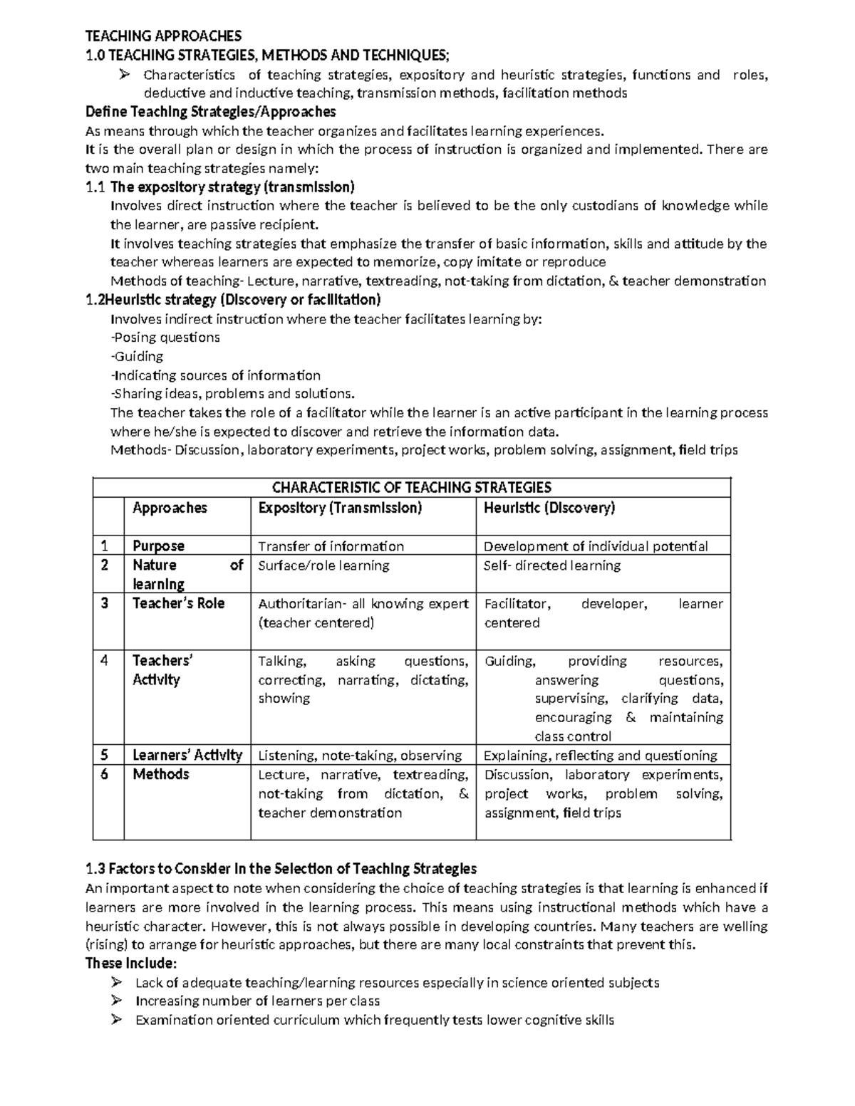 Teaching Strategies and Methods: Expository & Heuristic Approaches ...