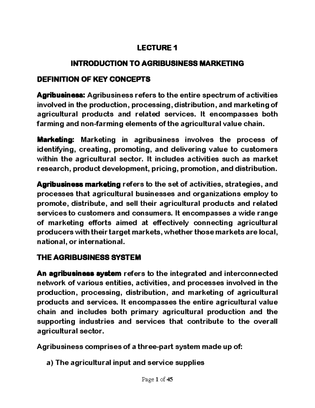 AME 2404 Agribusiness Marketing Lecture Notes and Overview - Studocu