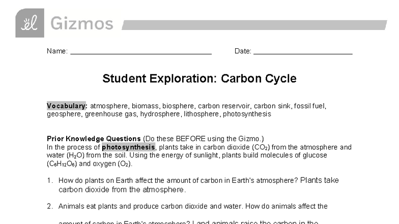 Carbon Cycle SE - Lecture Notes on Photosynthesis and Carbon Paths ...