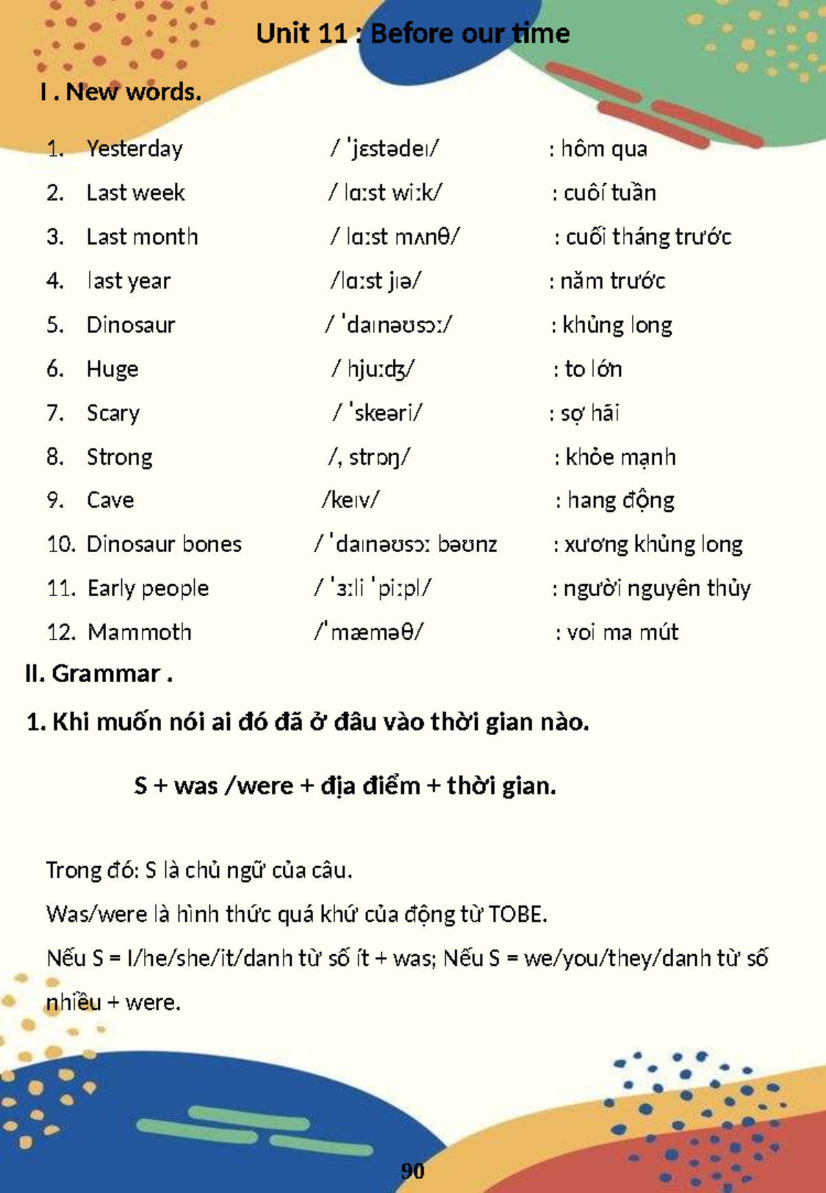 Unit 11: Vocabulary and Grammar Review for Grade 4 - Studocu