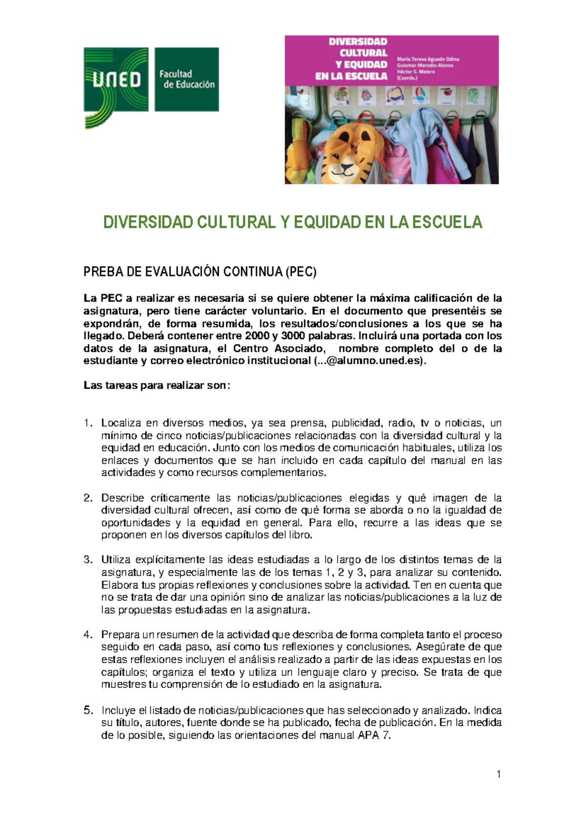 PEC: Diversidad Cultural y Equidad en la Educación 2025-26 - Studocu
