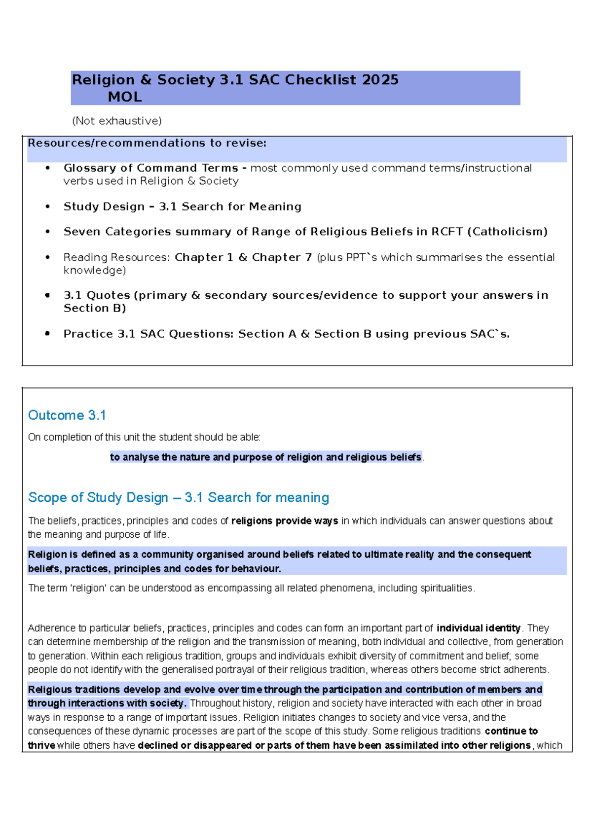 3.1 SAC Checklist 2025 - Religion & Society 3 SAC Checklist 2025 MOL ...