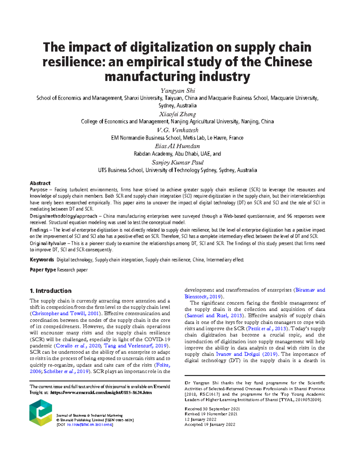 THE Impact OF Digitalization ON Supply Chain Resilience - The impact of ...