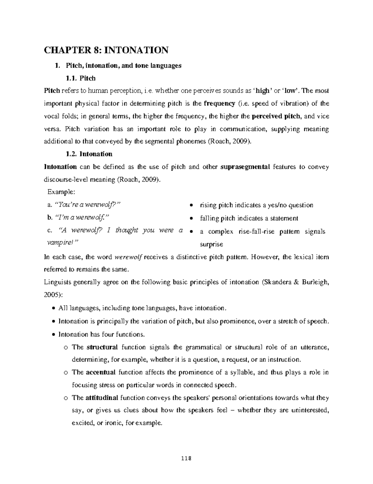 CHAPTER 8: Intonation - Pitch, Functions, and Tone Languages (Phono ...