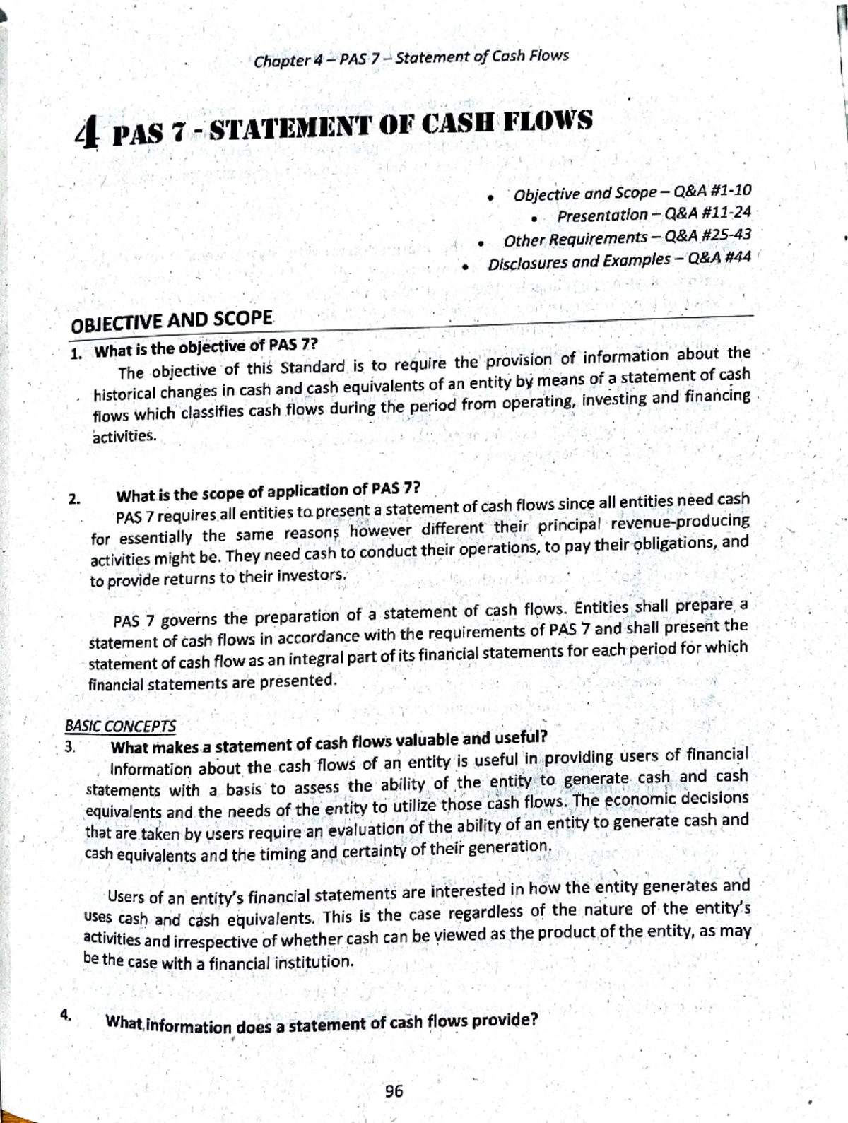 CFAS chap 4-5 - cfas chap 4 and 5 - Chapter 4 PAS 7 Statement of Cash ...