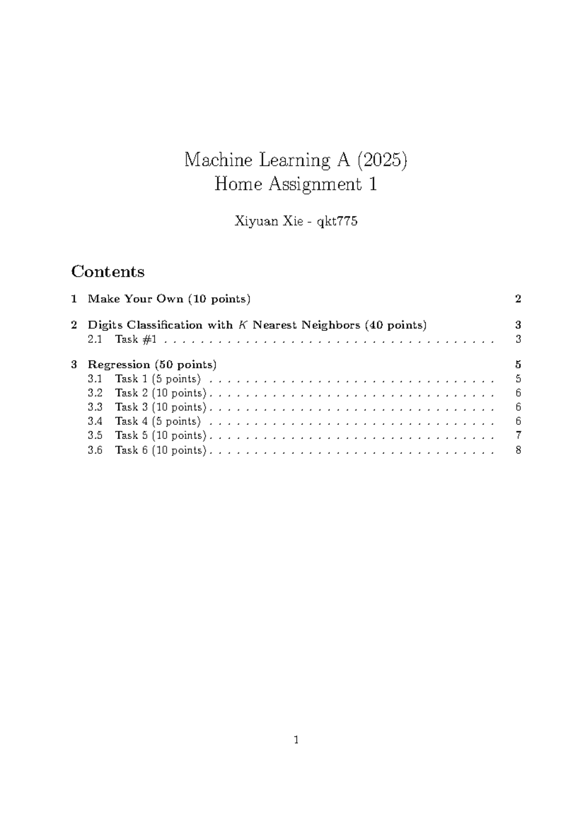 Machine Learning A (2025) Home Assignment 1 - Detailed Analysis - Studocu