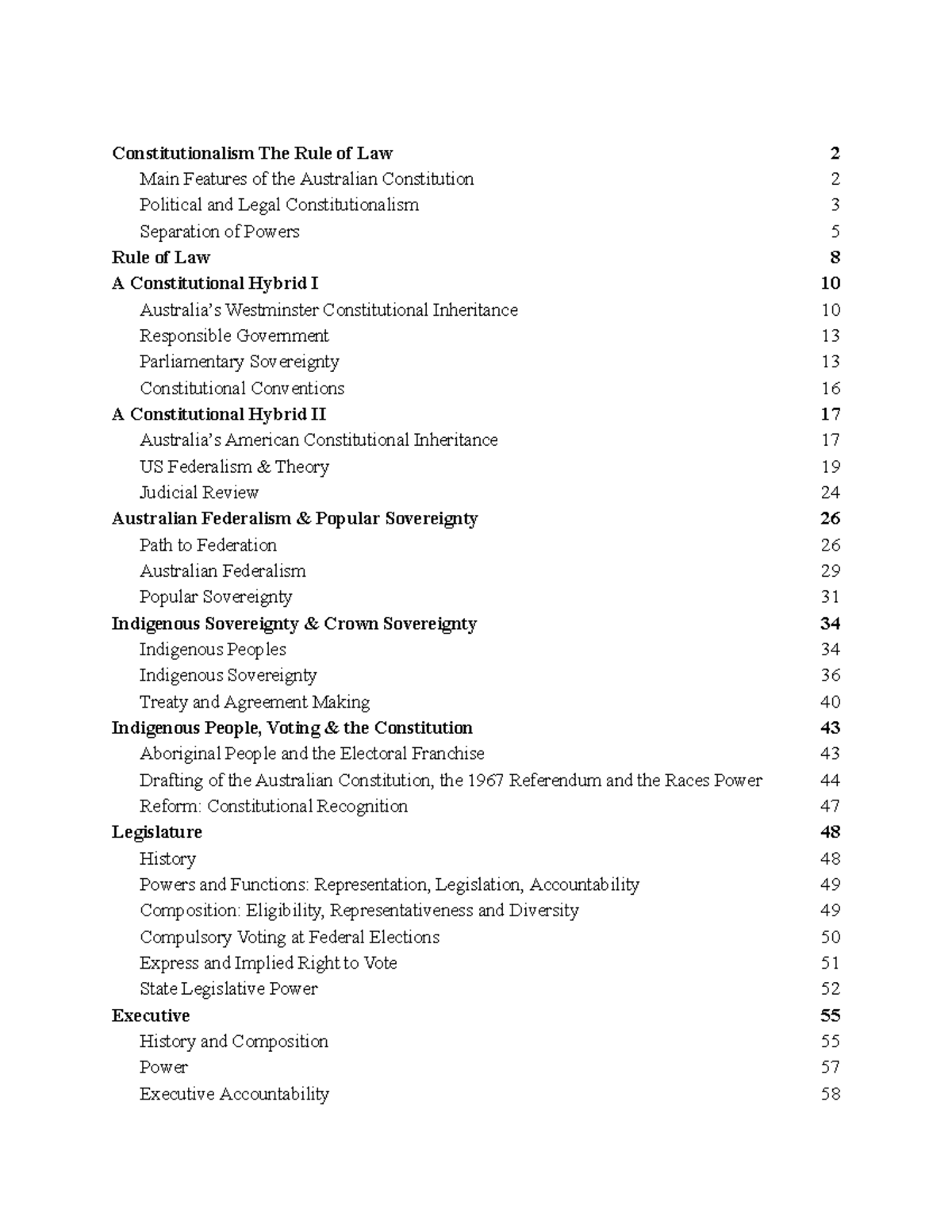 Laws1141 - Outline Notes on Constitutionalism and the Rule of Law - Studocu