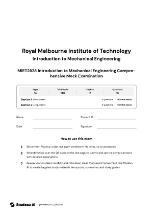 MIET 2528 - RMIT University - Introduction to Mechanical Engineering ...