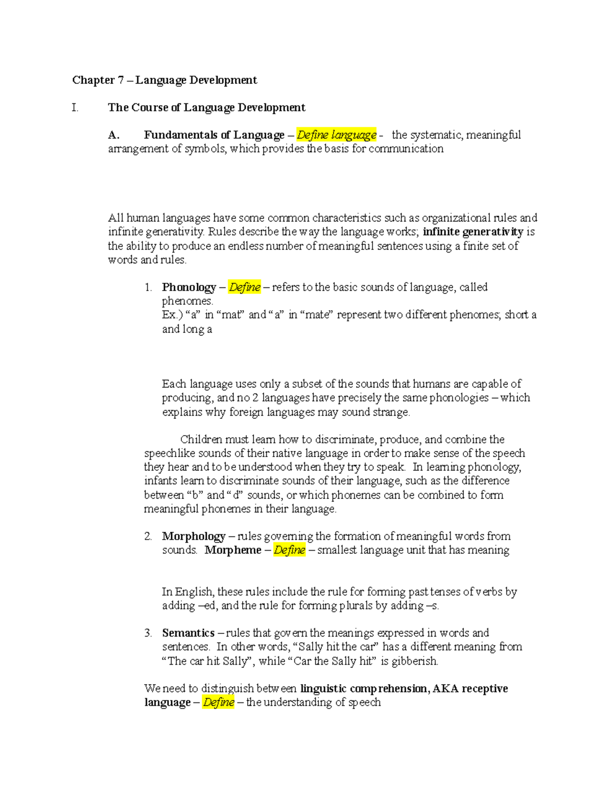 Lifespan Dev Ch 7 Language Development Essential Notes Studocu