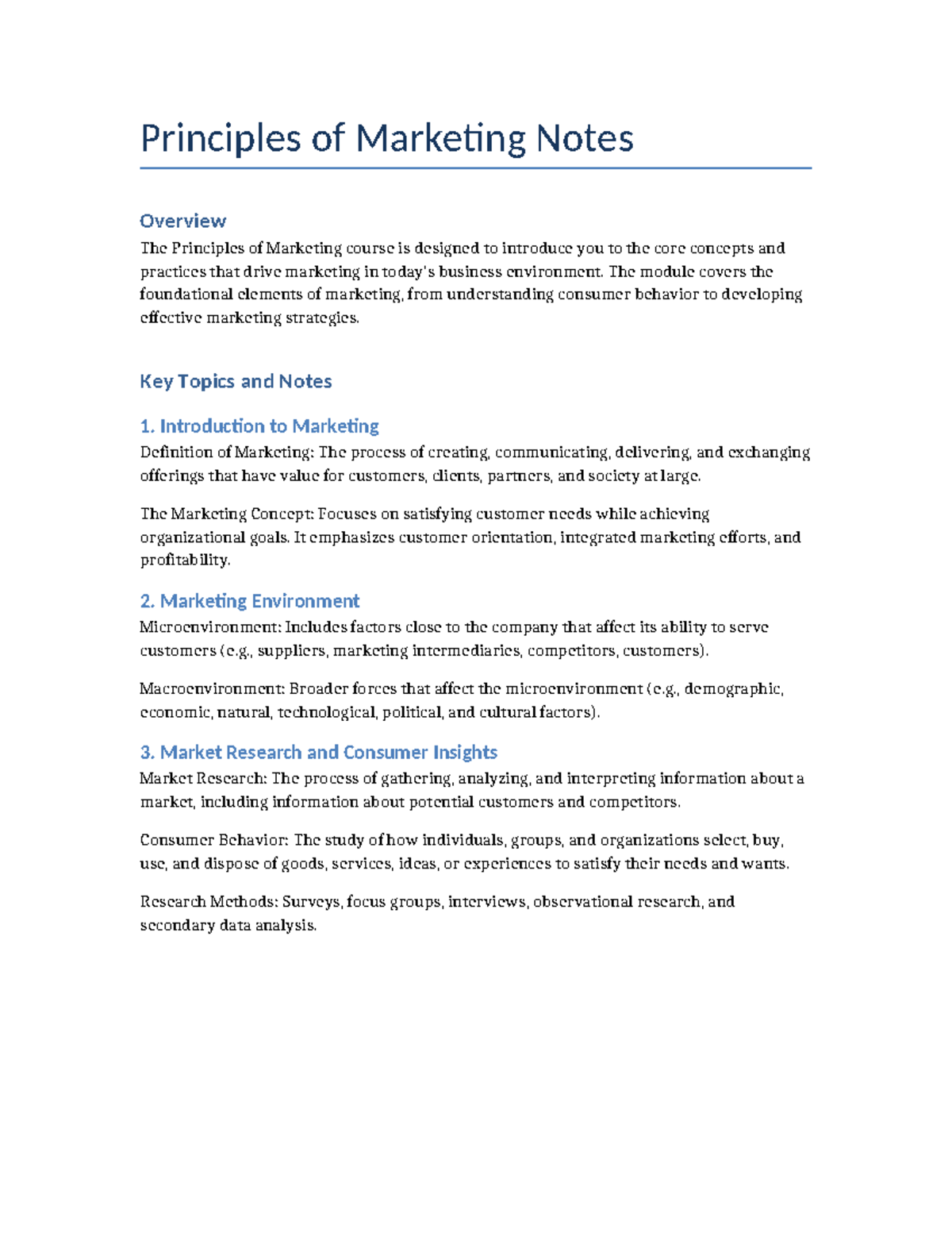 Marketing Principles Notes: Insights on Consumer Behavior & Strategies ...