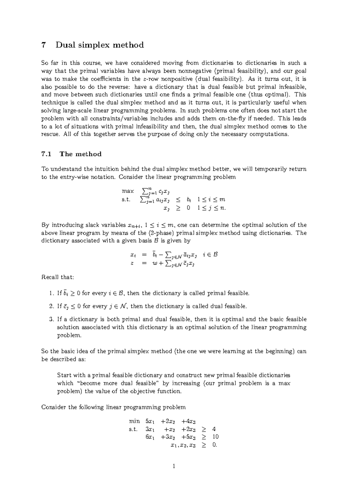 7 Dual Simplex Method: Understanding Primal Infeasibility - Studeersnel