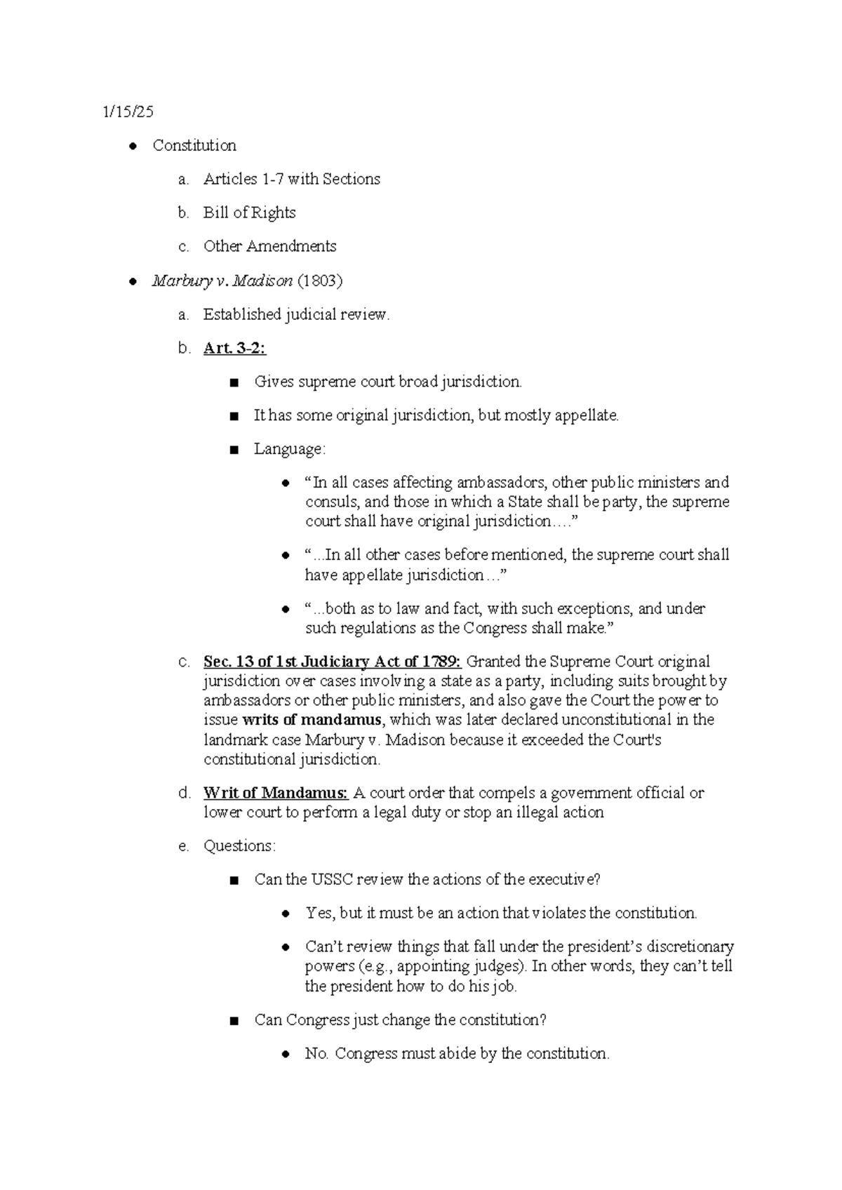 Constitutional Law (Con Law) Class Notes: Key Cases & Principles - Studocu