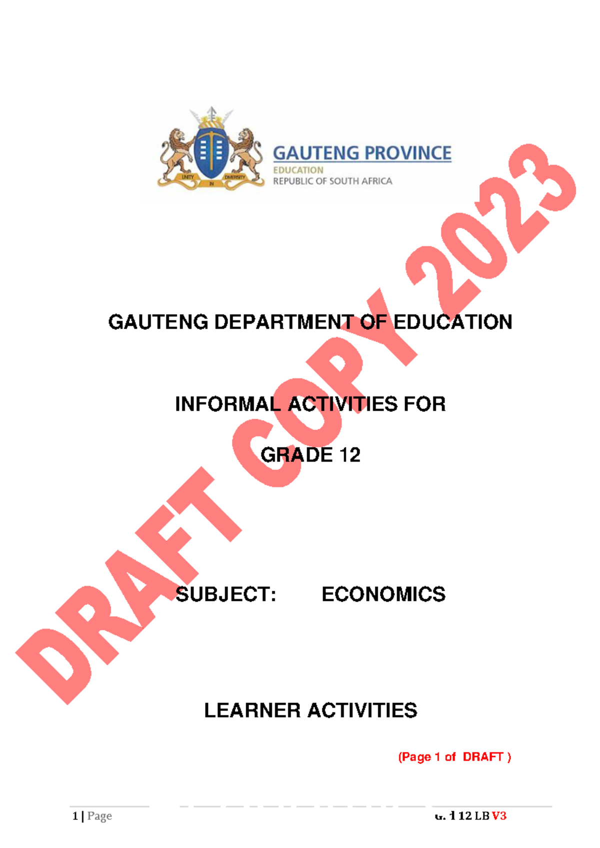 Grade 12 Economics Learner Activities on Inflation - GDE 2023 Exam Prep ...