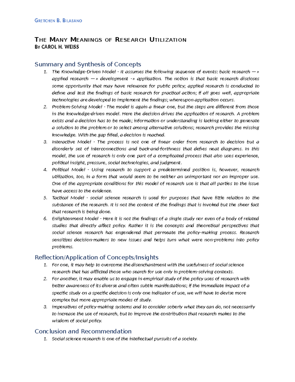 The Various Models of Research Utilization: Concepts & Applications ...