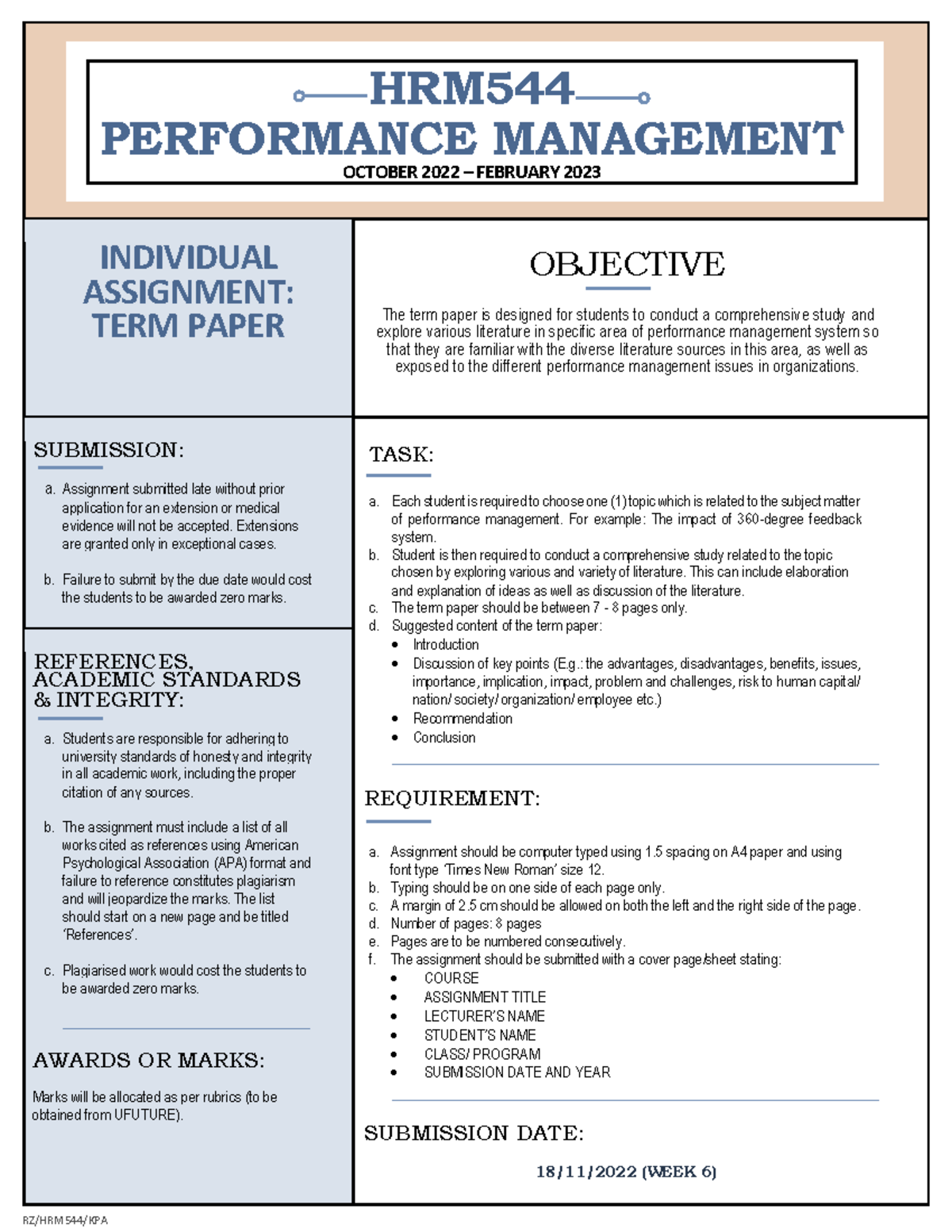 HRM544 Term Paper & Project Guidelines on Performance Management - Studocu