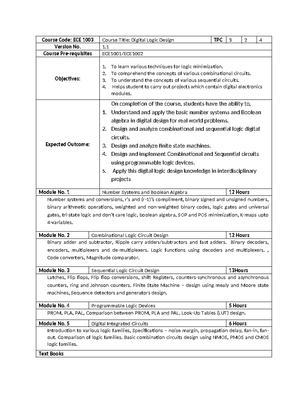 ECE1003 Digital Logic Design Course Notes ELA 1 - Studocu